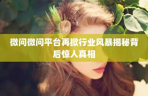 微问微问平台再掀行业风暴揭秘背后惊人真相