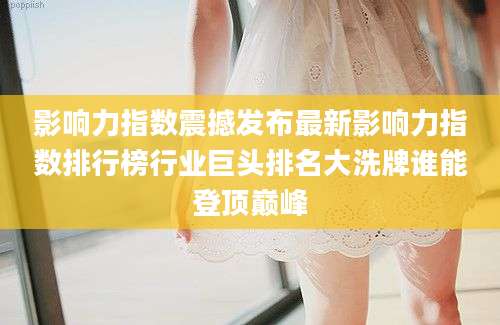 影响力指数震撼发布最新影响力指数排行榜行业巨头排名大洗牌谁能登顶巅峰