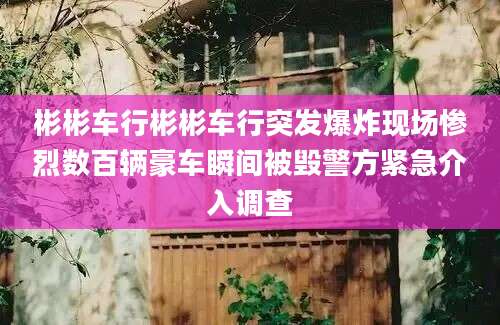 彬彬车行彬彬车行突发爆炸现场惨烈数百辆豪车瞬间被毁警方紧急介入调查