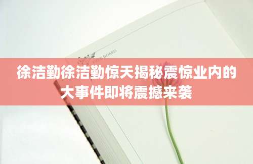 徐洁勤徐洁勤惊天揭秘震惊业内的大事件即将震撼来袭