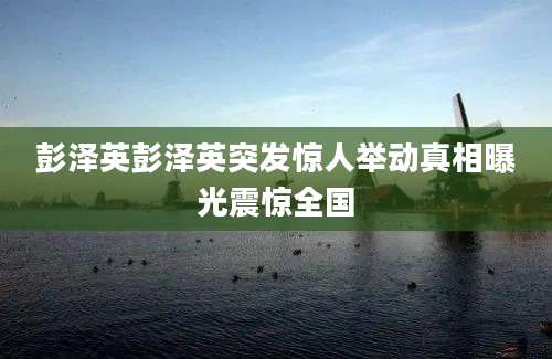 彭泽英彭泽英突发惊人举动真相曝光震惊全国
