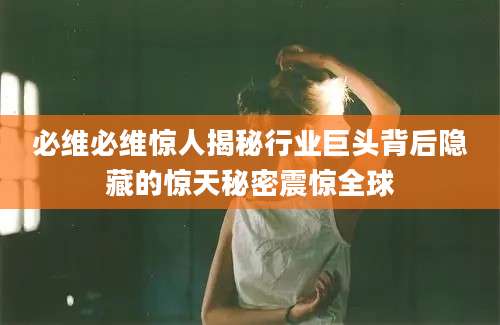 必维必维惊人揭秘行业巨头背后隐藏的惊天秘密震惊全球