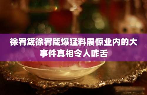 徐宥箴徐宥箴爆猛料震惊业内的大事件真相令人咋舌