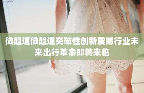 微趋道微趋道突破性创新震撼行业未来出行革命即将来临