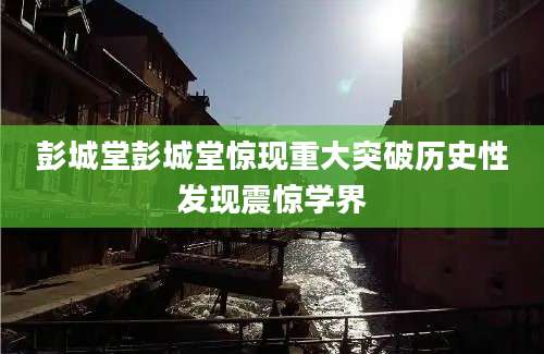 彭城堂彭城堂惊现重大突破历史性发现震惊学界