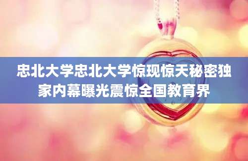 忠北大学忠北大学惊现惊天秘密独家内幕曝光震惊全国教育界