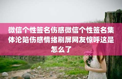微信个性签名伤感微信个性签名集体沦陷伤感情绪刷屏网友惊呼这是怎么了