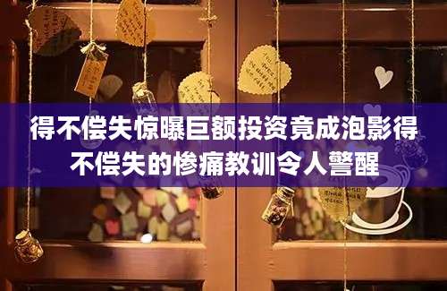 得不偿失惊曝巨额投资竟成泡影得不偿失的惨痛教训令人警醒