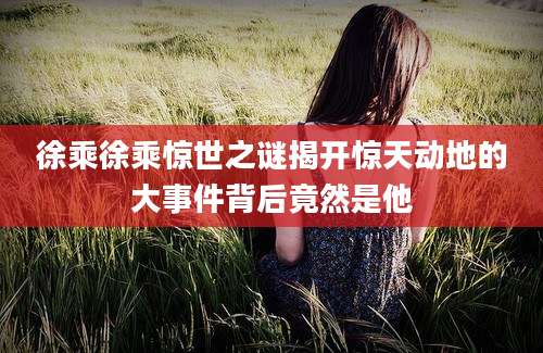 徐乘徐乘惊世之谜揭开惊天动地的大事件背后竟然是他