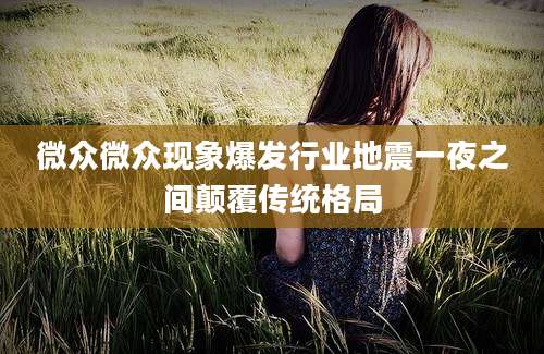 微众微众现象爆发行业地震一夜之间颠覆传统格局