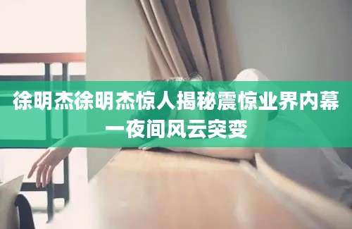 徐明杰徐明杰惊人揭秘震惊业界内幕一夜间风云突变