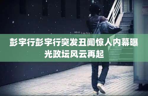 彭宇行彭宇行突发丑闻惊人内幕曝光政坛风云再起