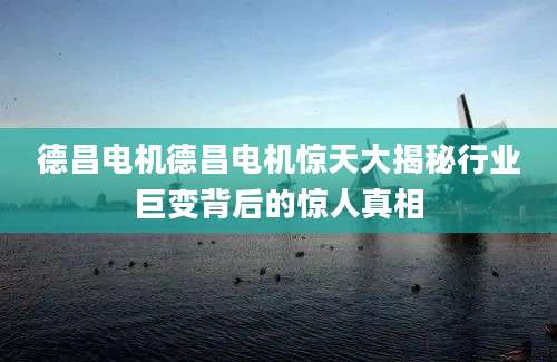 德昌电机德昌电机惊天大揭秘行业巨变背后的惊人真相