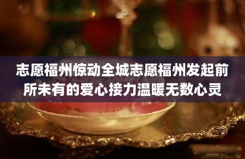 志愿福州惊动全城志愿福州发起前所未有的爱心接力温暖无数心灵