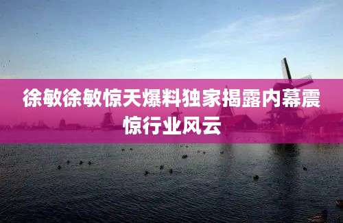 徐敏徐敏惊天爆料独家揭露内幕震惊行业风云