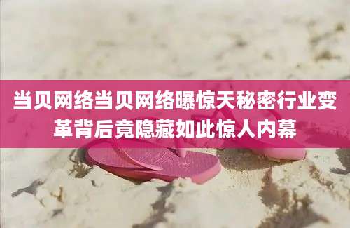 当贝网络当贝网络曝惊天秘密行业变革背后竟隐藏如此惊人内幕