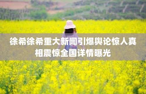 徐希徐希重大新闻引爆舆论惊人真相震惊全国详情曝光