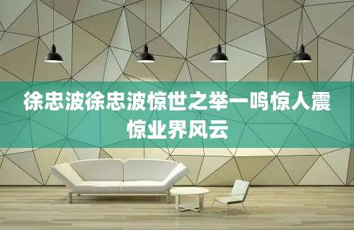 徐忠波徐忠波惊世之举一鸣惊人震惊业界风云