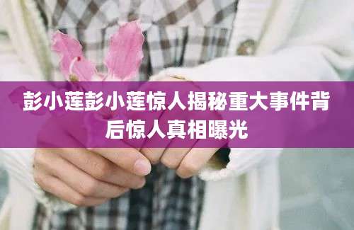 彭小莲彭小莲惊人揭秘重大事件背后惊人真相曝光