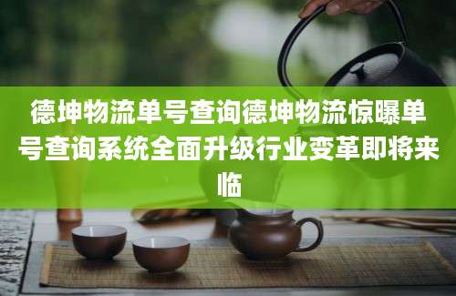 德坤物流单号查询德坤物流惊曝单号查询系统全面升级行业变革即将来临