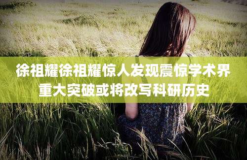 徐祖耀徐祖耀惊人发现震惊学术界重大突破或将改写科研历史