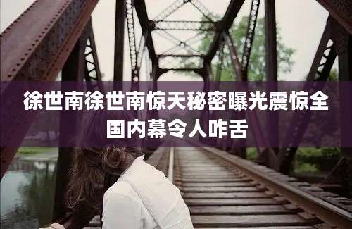 徐世南徐世南惊天秘密曝光震惊全国内幕令人咋舌