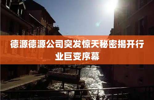 德源德源公司突发惊天秘密揭开行业巨变序幕