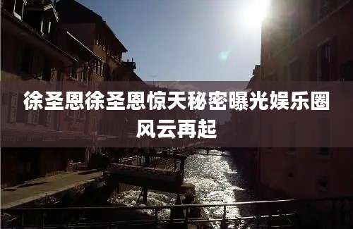 徐圣恩徐圣恩惊天秘密曝光娱乐圈风云再起