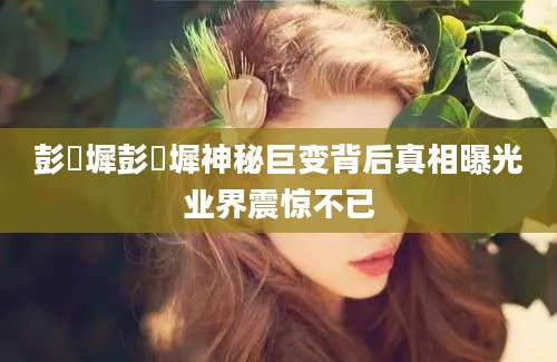 彭堃墀彭堃墀神秘巨变背后真相曝光业界震惊不已