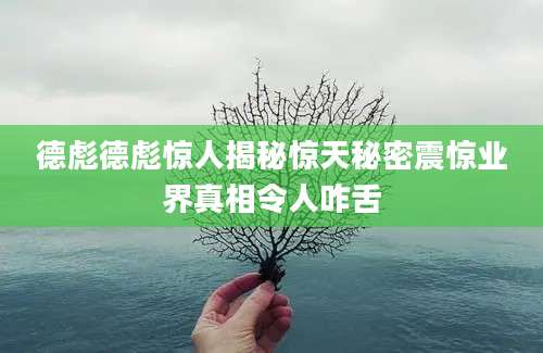 德彪德彪惊人揭秘惊天秘密震惊业界真相令人咋舌