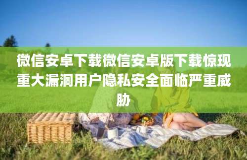 微信安卓下载微信安卓版下载惊现重大漏洞用户隐私安全面临严重威胁