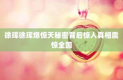 徐珲徐珲爆惊天秘密背后惊人真相震惊全国