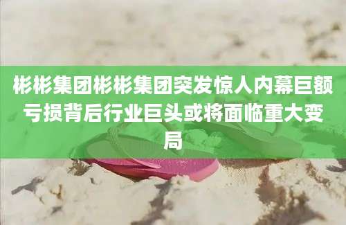 彬彬集团彬彬集团突发惊人内幕巨额亏损背后行业巨头或将面临重大变局