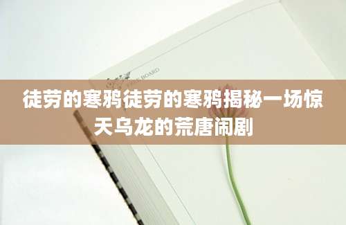 徒劳的寒鸦徒劳的寒鸦揭秘一场惊天乌龙的荒唐闹剧