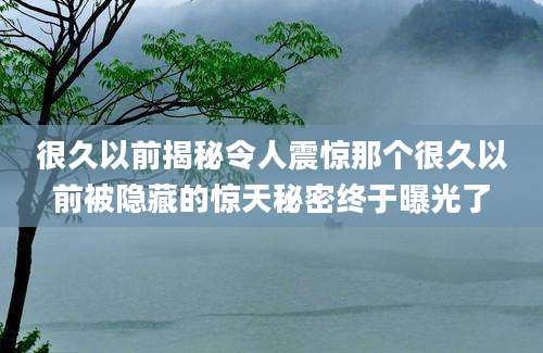 很久以前揭秘令人震惊那个很久以前被隐藏的惊天秘密终于曝光了